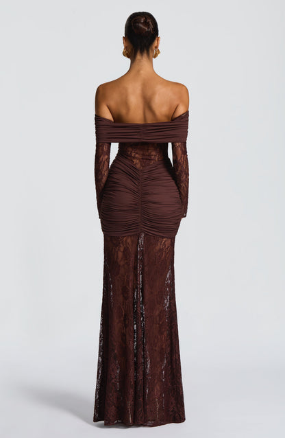 Sauline Maxi Dress Plum Brown