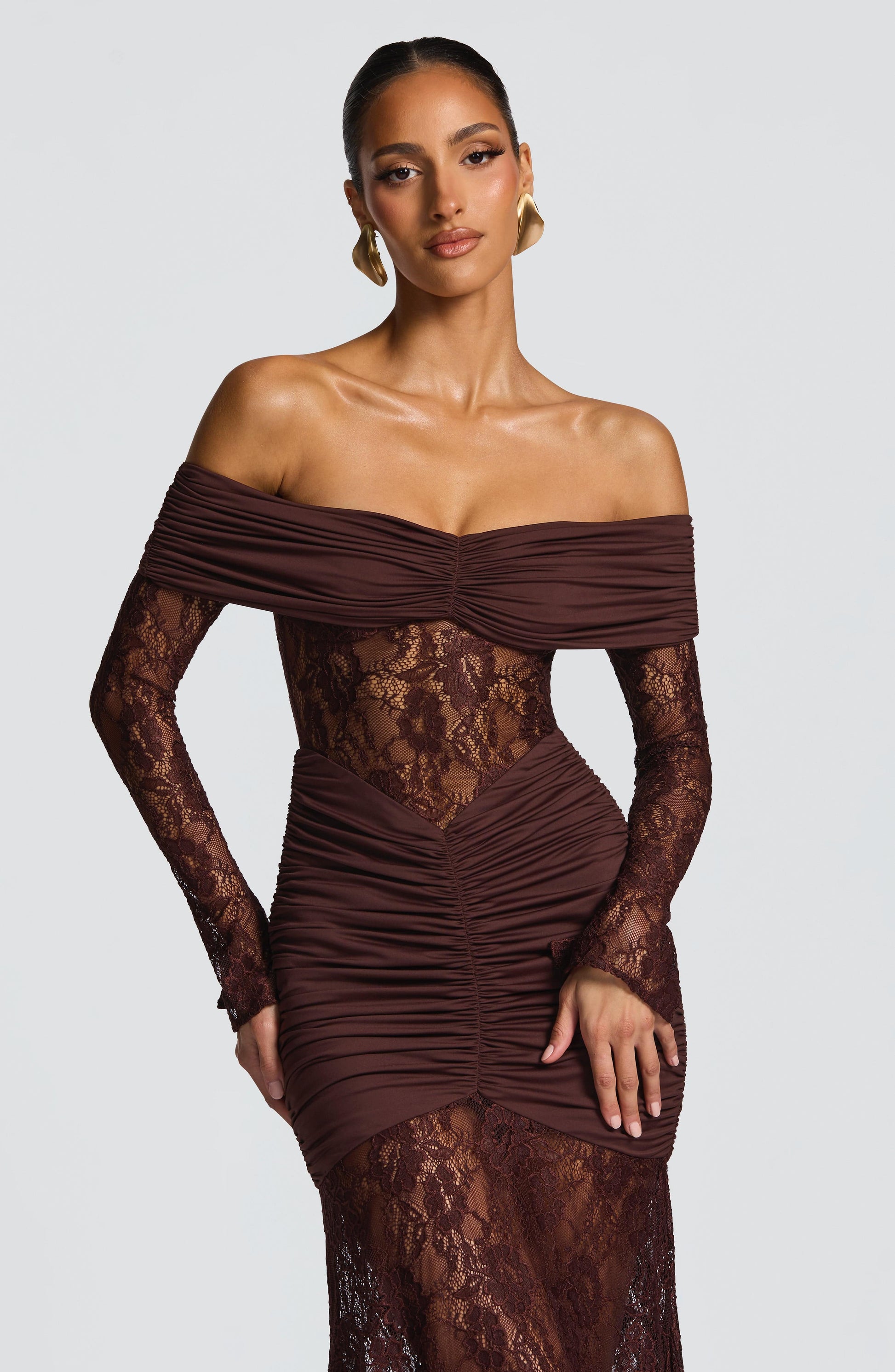 Sauline Maxi Dress Plum Brown