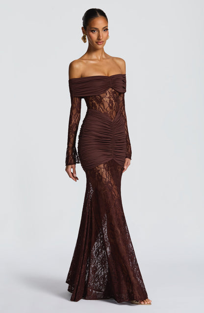 Sauline Maxi Dress Plum Brown