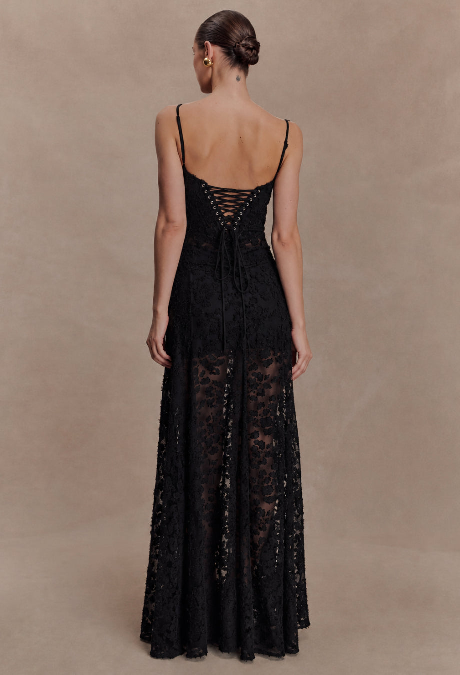 Seren Vintage Floral Maxi Dress Black