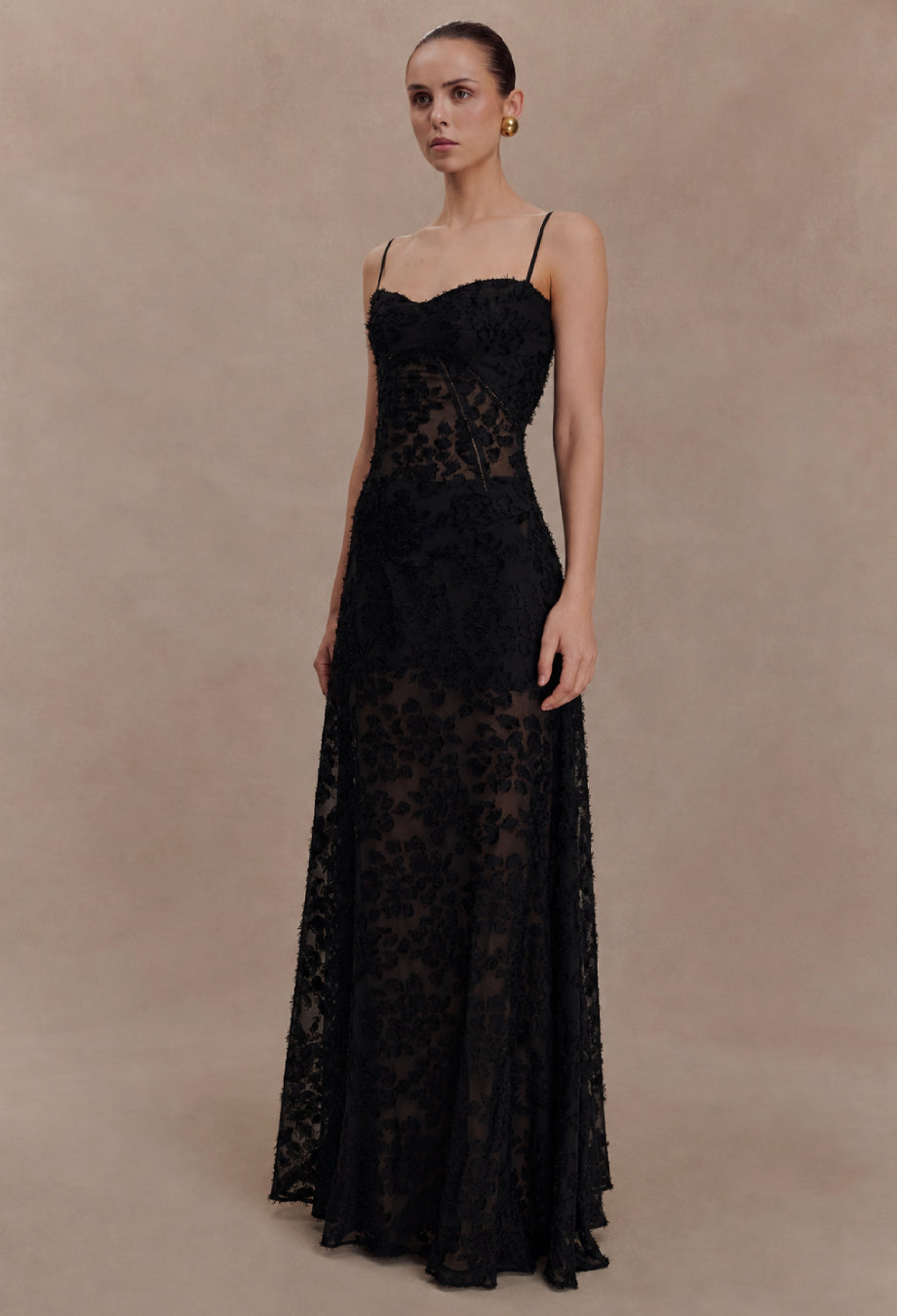 Seren Vintage Floral Maxi Dress Black