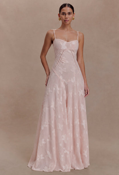 Seren Vintage Floral Maxi Dress Blush Pink