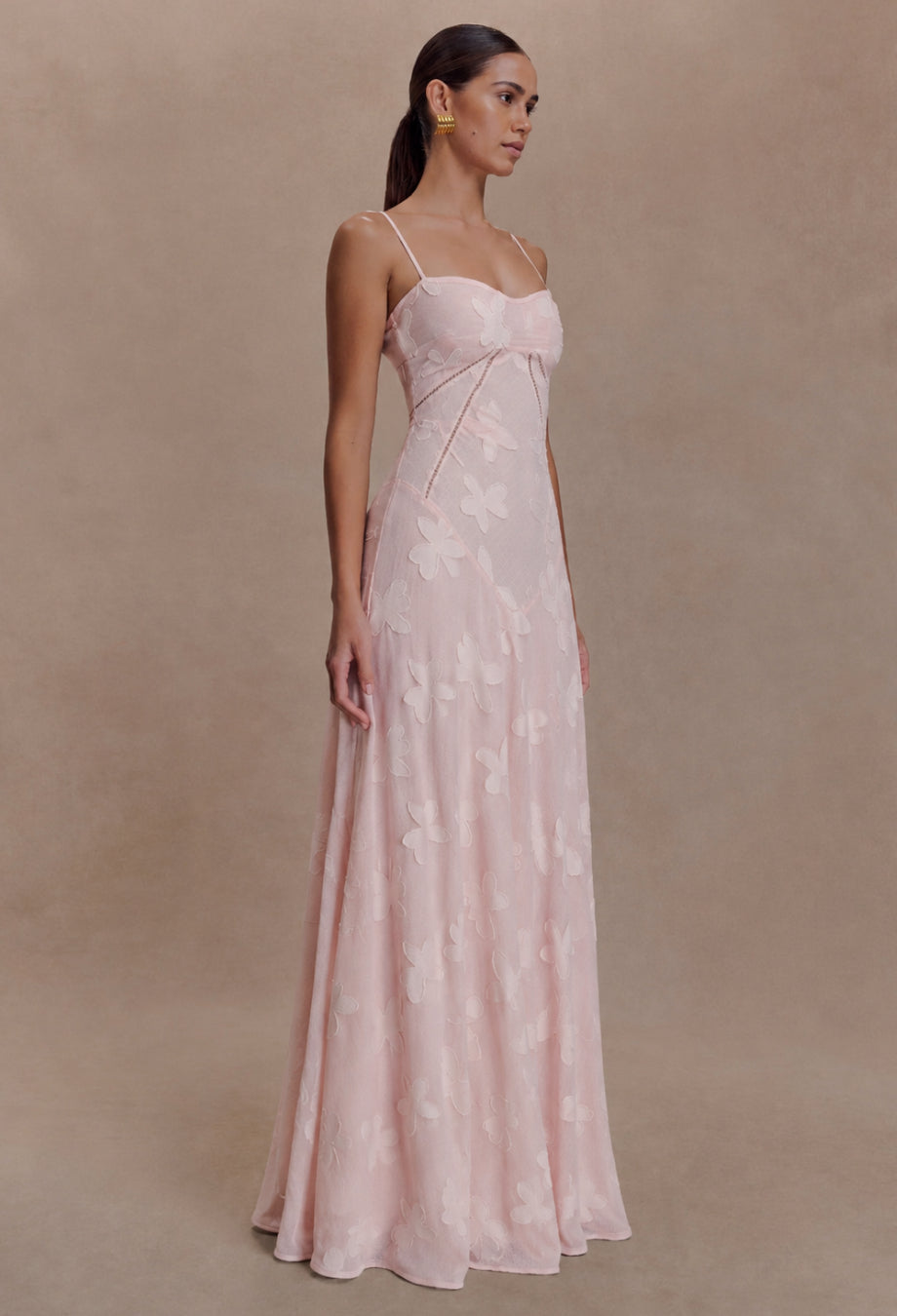 Seren Vintage Floral Maxi Dress Blush Pink