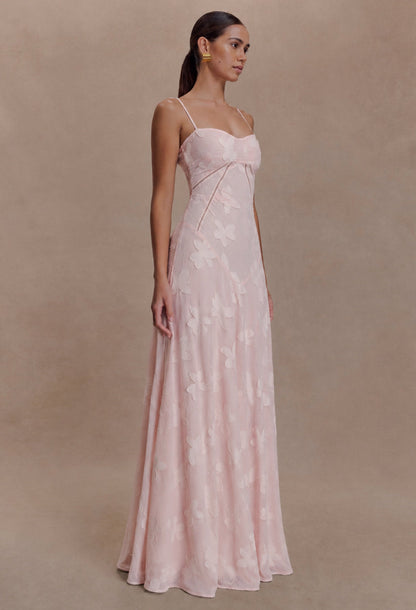 Seren Vintage Floral Maxi Dress Blush Pink