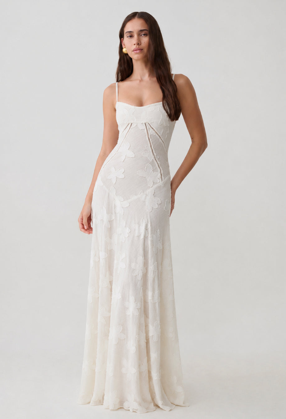 Seren Vintage Floral Maxi Dress Ivory