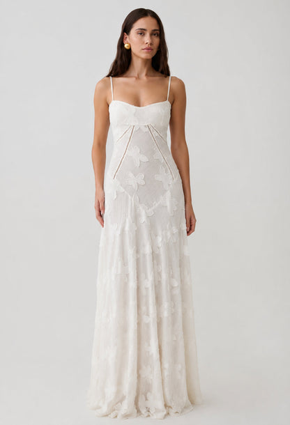 Seren Vintage Floral Maxi Dress Ivory
