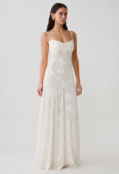 Seren Vintage Floral Maxi Dress Ivory