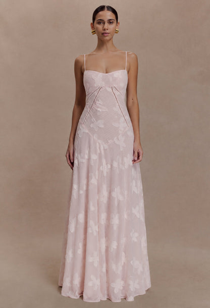 Seren Vintage Floral Maxi Dress Blush Pink