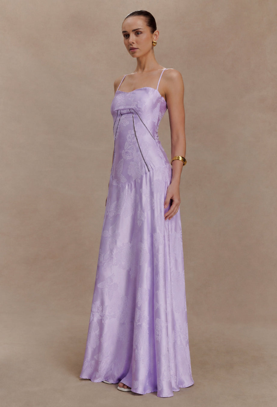 Seren Vintage Floral Maxi Dress Pastel Purple