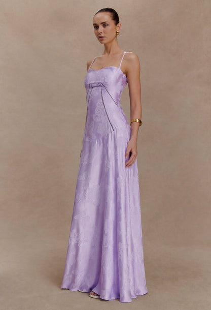 Seren Vintage Floral Maxi Dress Pastel Purple