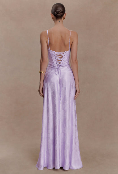 Seren Vintage Floral Maxi Dress Pastel Purple