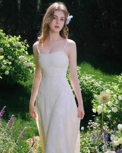 Seren Vintage Floral Midi Dress Ivory