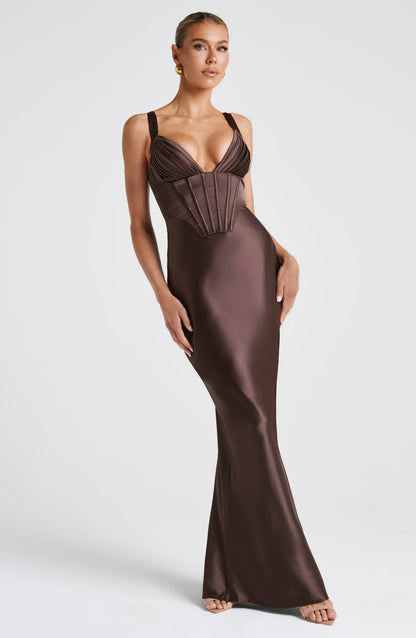 Shae Maxi Dress Plum Brown