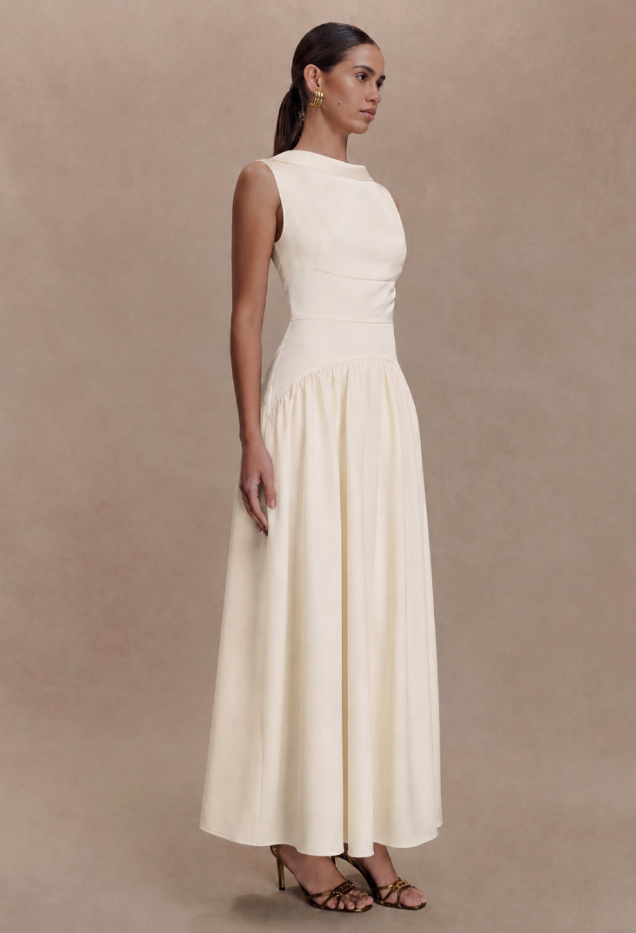 Shayla Vintage Cream Midi Dress