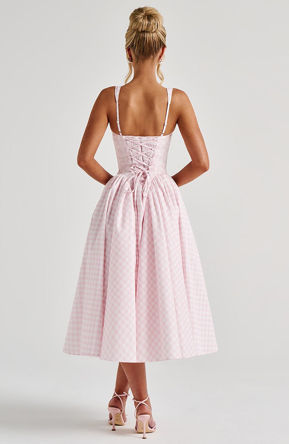 Sherrie Midi Dress Blush Gingham