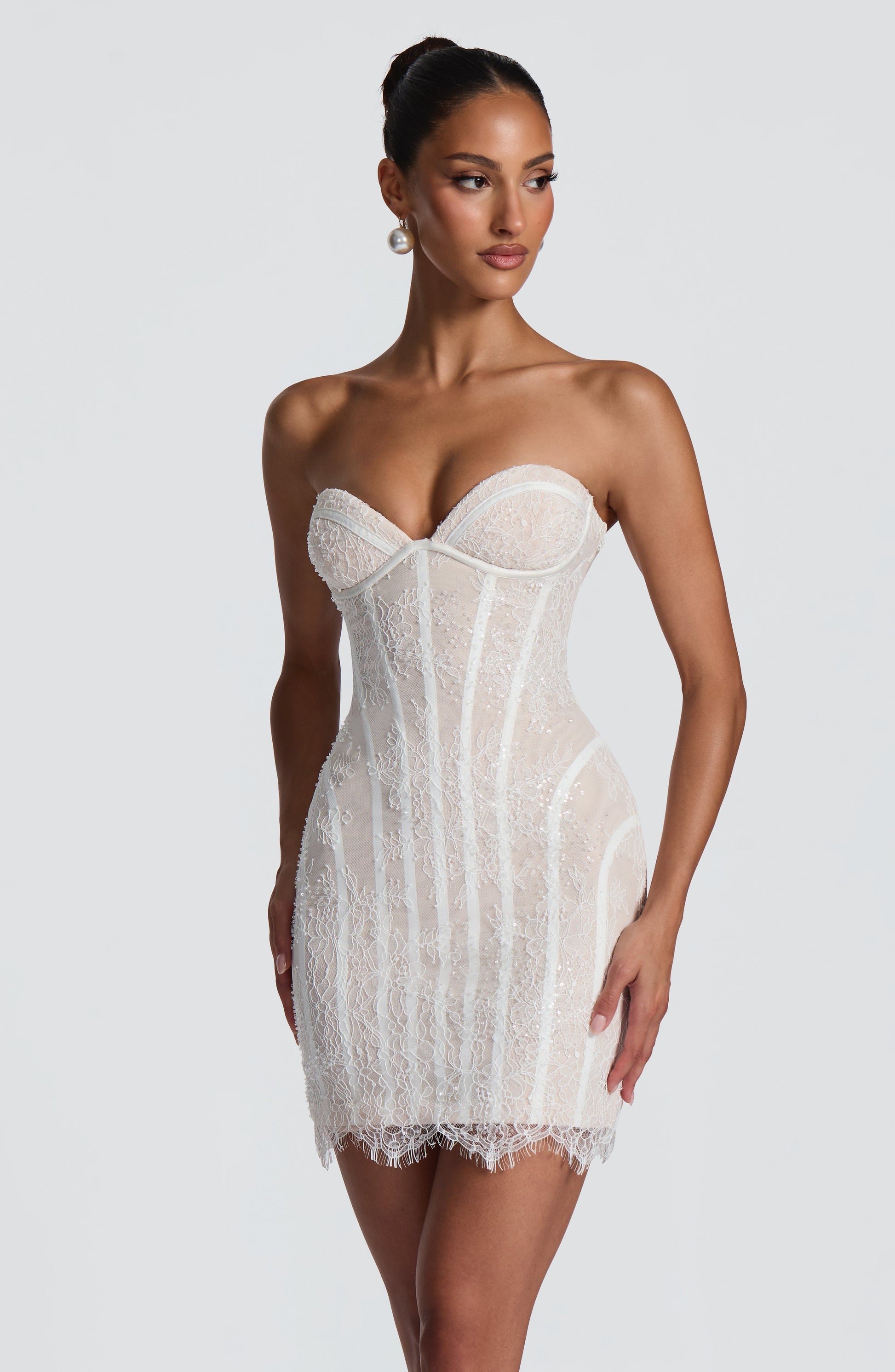 Sian Mini Dress Ivory Embellishment