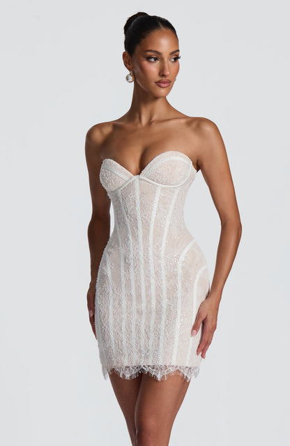 Sian Mini Dress Ivory Embellishment