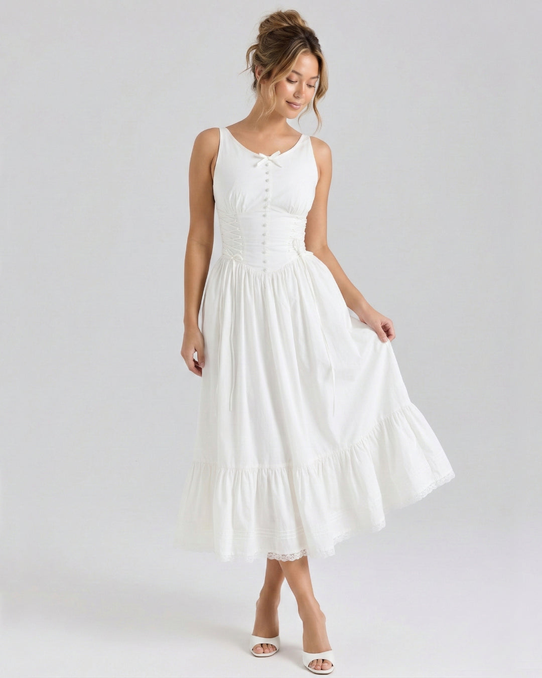 Sienna Cotton Midi Dress Ivory