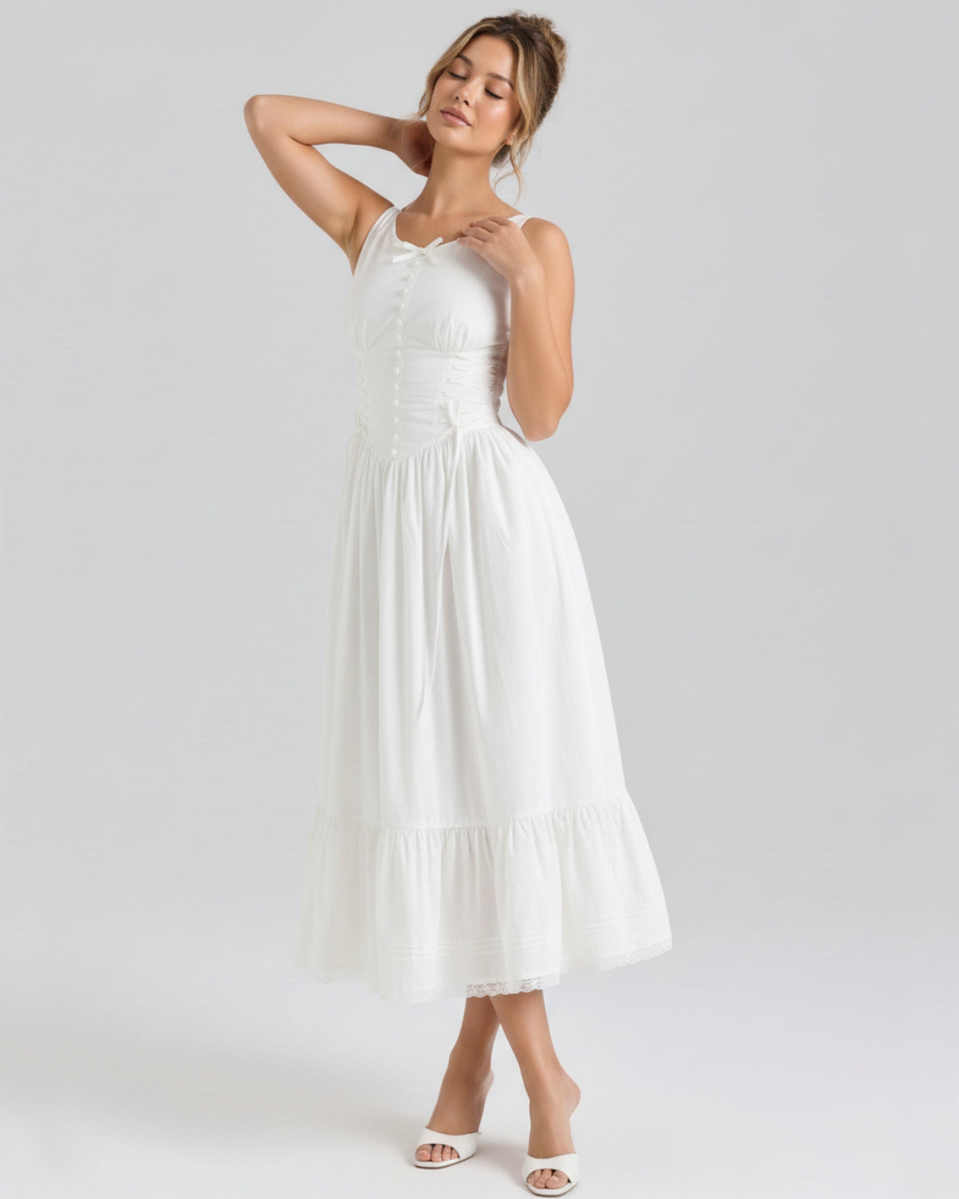 Sienna Cotton Midi Dress Ivory
