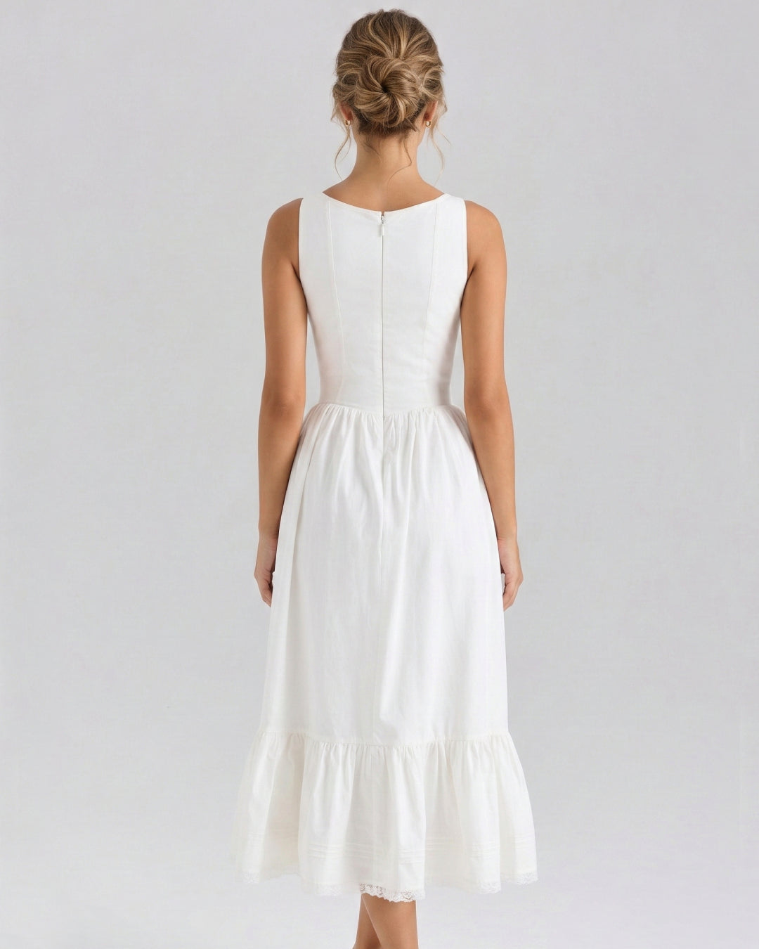 Sienna Cotton Midi Dress Ivory