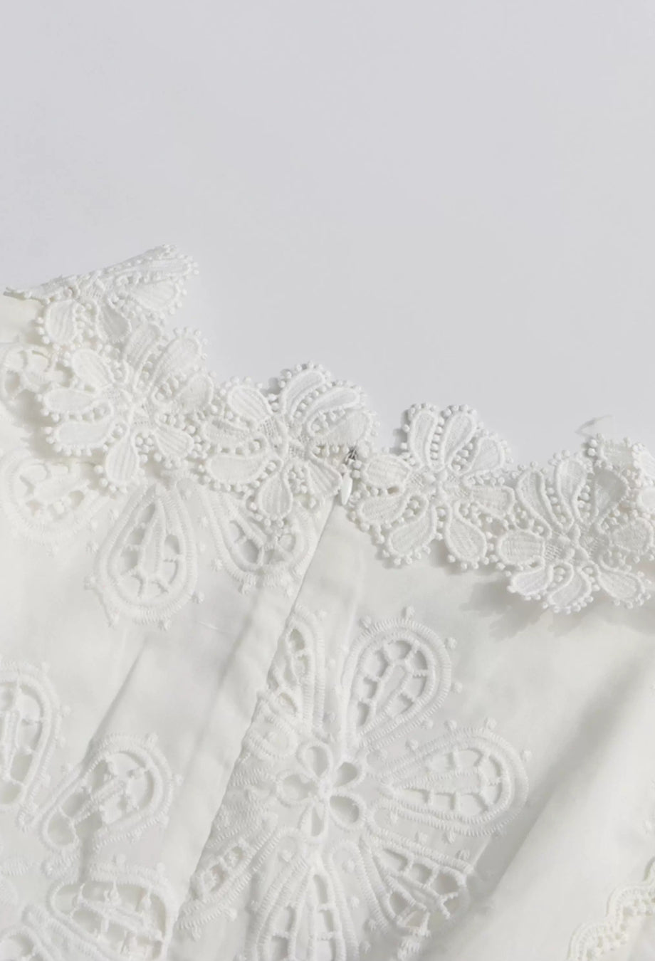 Simona White Long Sleeve 3D Floral Embroidered Mini Dress