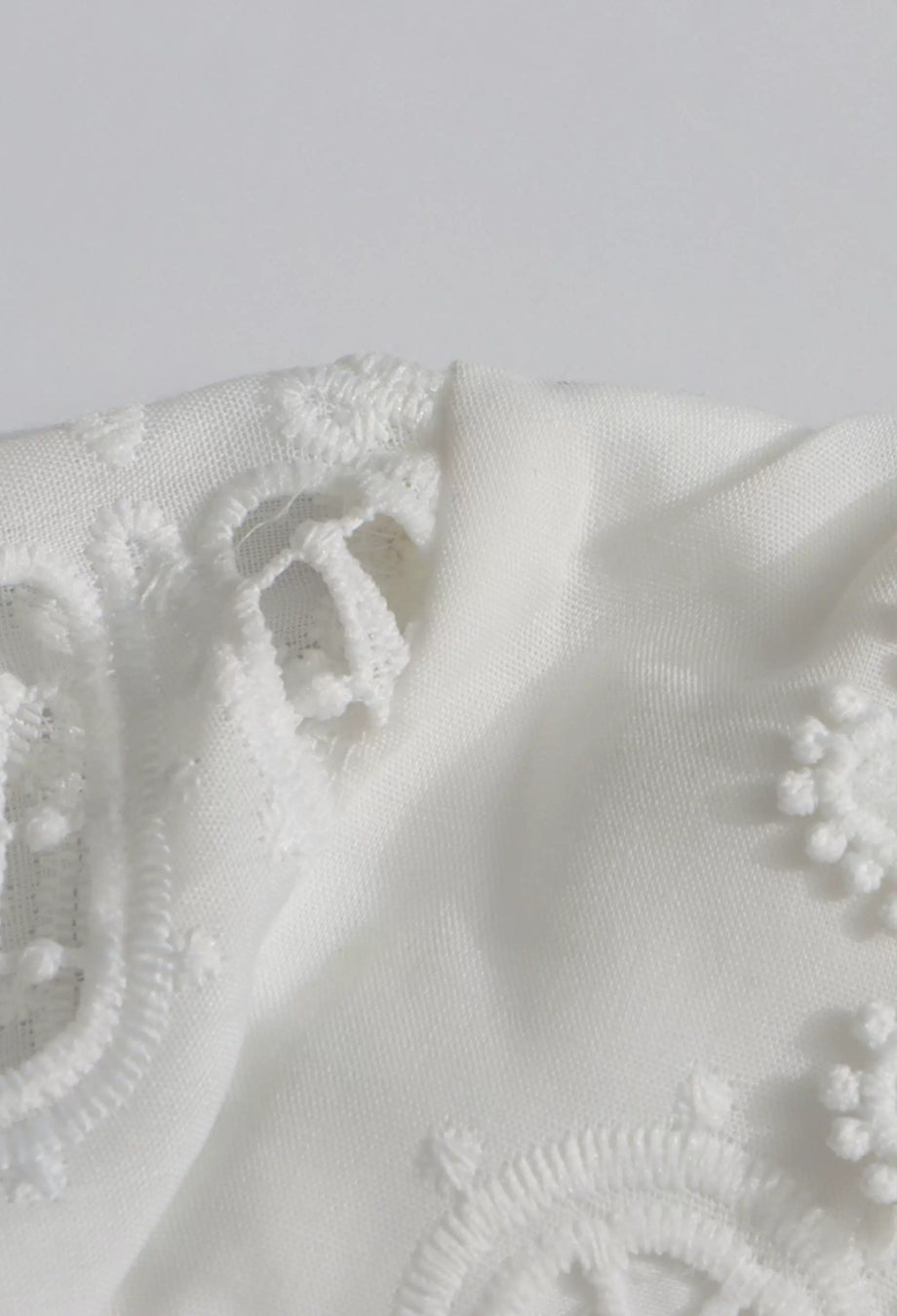 Simona White Long Sleeve 3D Floral Embroidered Mini Dress
