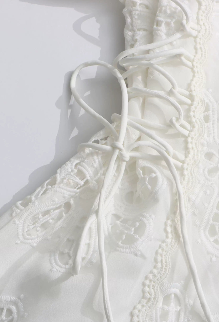 Simona White Long Sleeve 3D Floral Embroidered Mini Dress