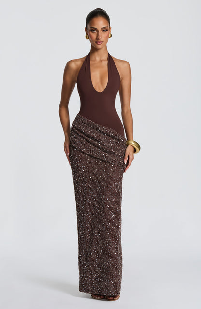 Solea Maxi Dress Plum Brown