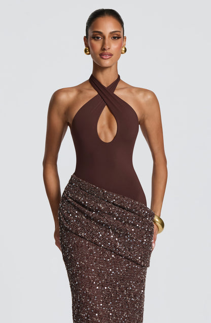 Solea Maxi Dress Plum Brown