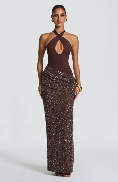 Solea Maxi Dress Plum Brown
