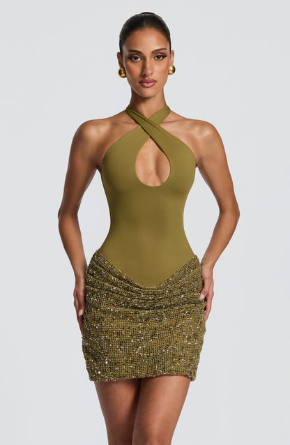 Solea Mini Dress Deep Olive