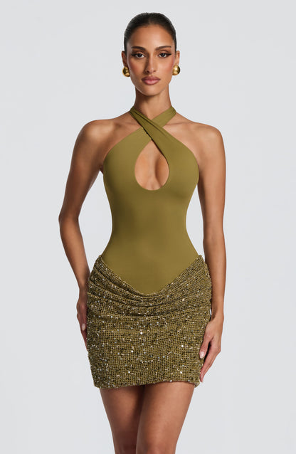 Solea Mini Dress Deep Olive