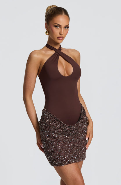 Solea Mini Dress Plum Brown