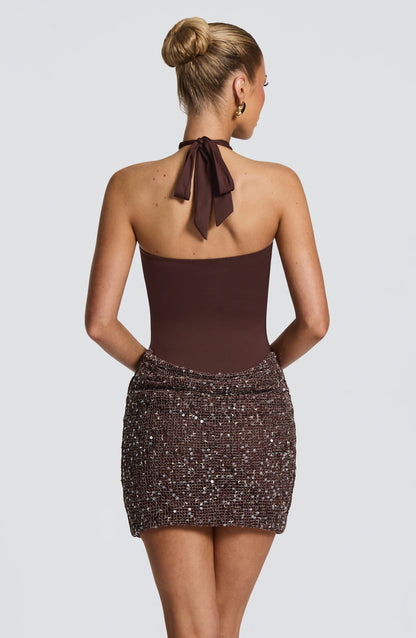 Solea Mini Dress Plum Brown