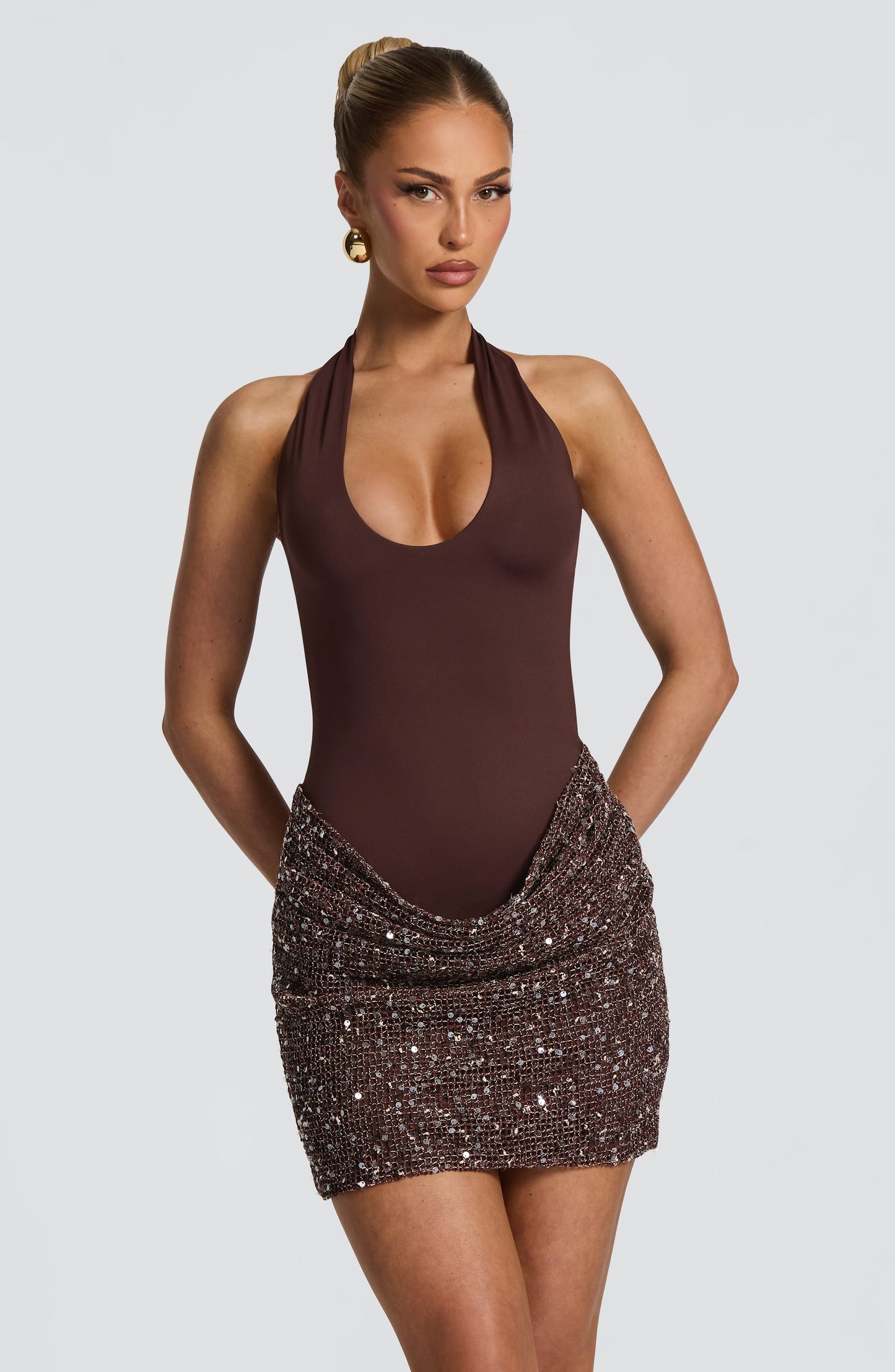 Solea Mini Dress Plum Brown