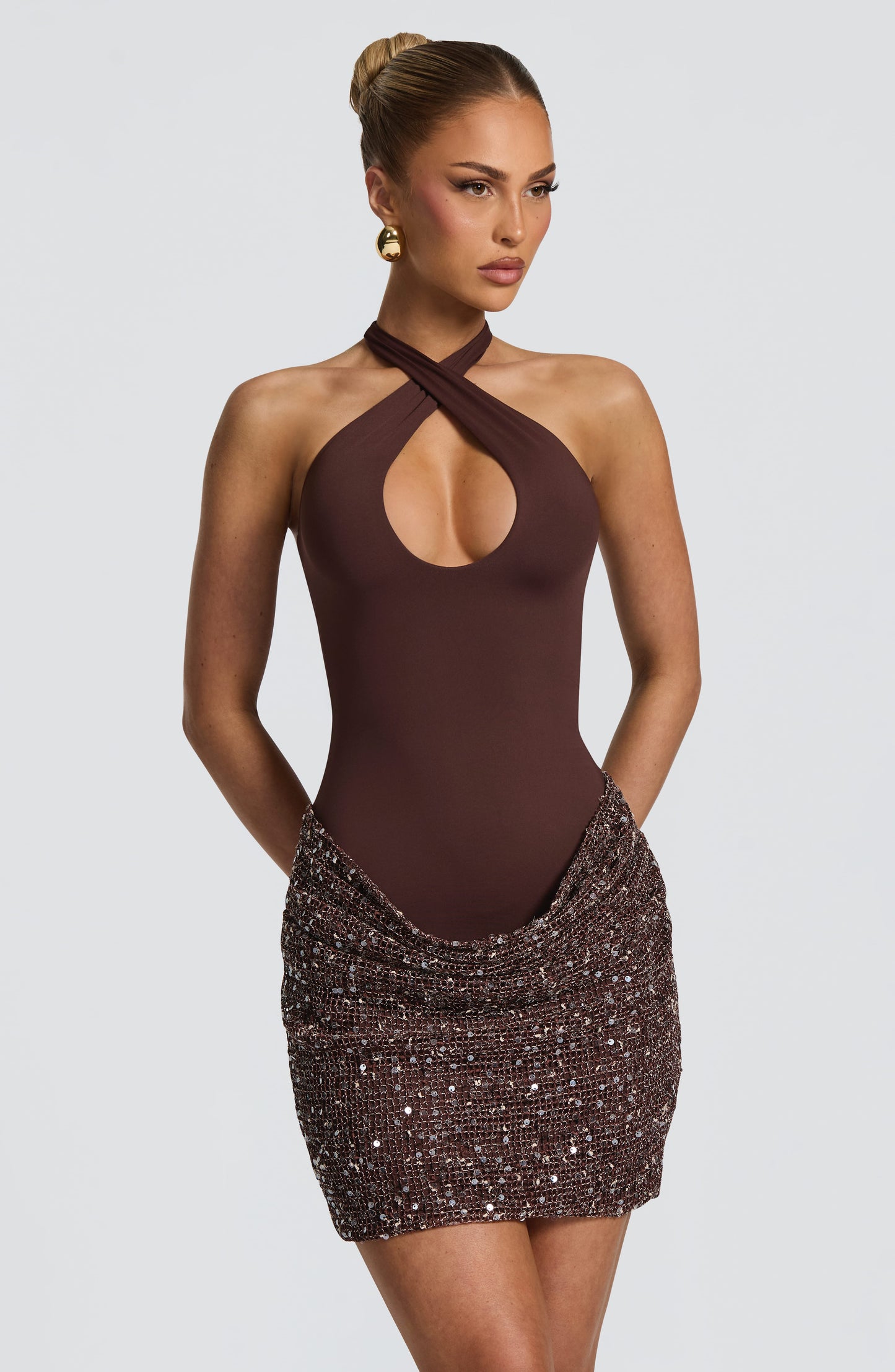 Solea Mini Dress Plum Brown