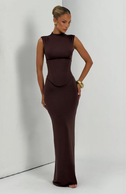 Soline Maxi Dress Plum Brown