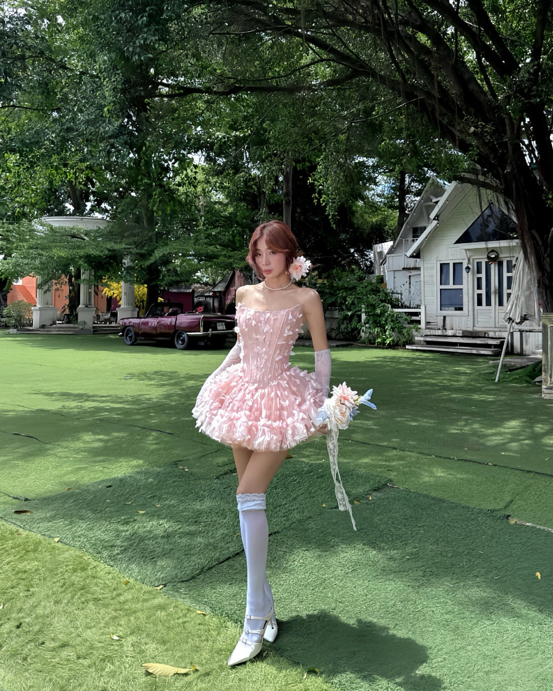 Swan Mini Dress Blush