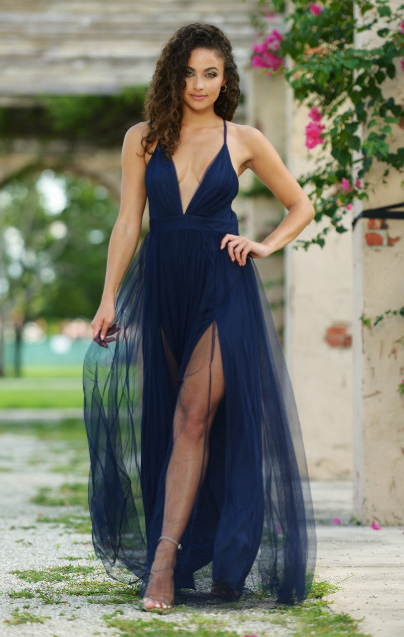 Sydney Maxi Dress Navy Tulle Dress