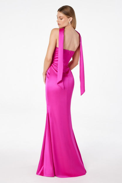 Brynn Maxi Dress Strapless Fitted Satin Dress With Scarf