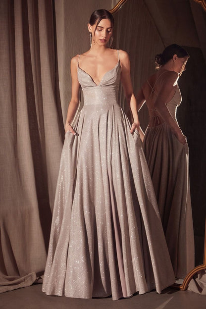 Gwendolyn Gown Shimmer Lace-Up Back A- Evening Dress