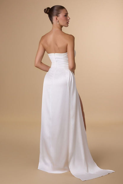 Greyson Gown Off White Strapless Satin Dress