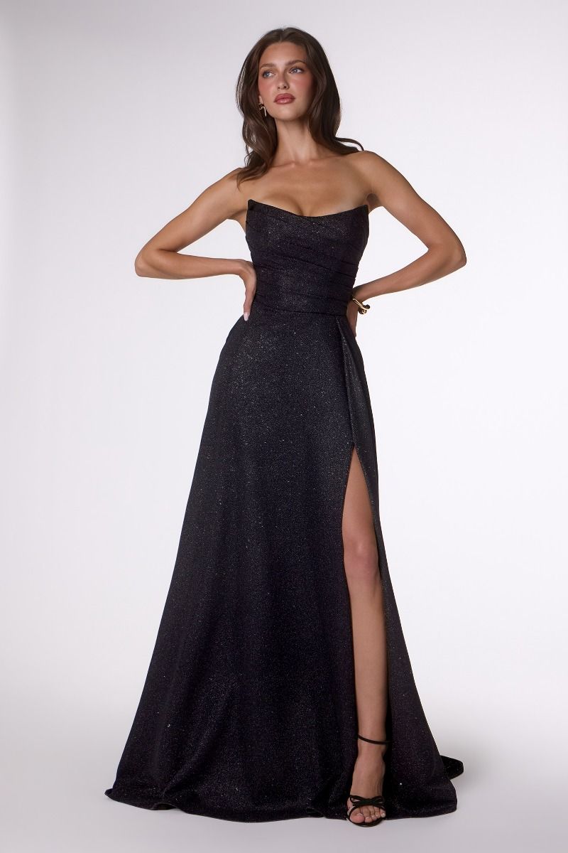 Quinn Gown Long Strapless Glitter A- Dress