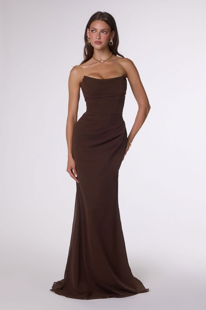 Haven Gown Long Strapless Chiffon Dress