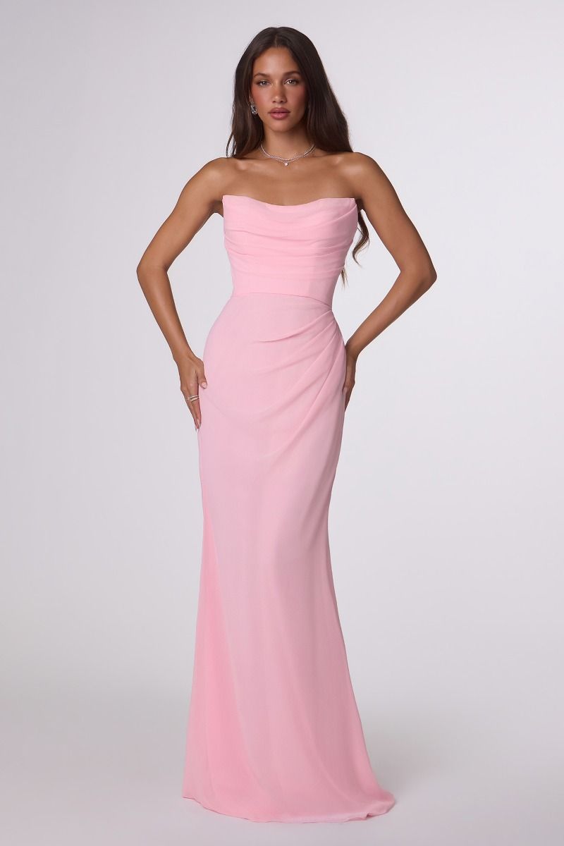 Haven Gown Long Strapless Chiffon Dress