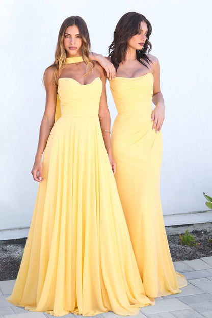 Haven Gown Long Strapless Chiffon Dress