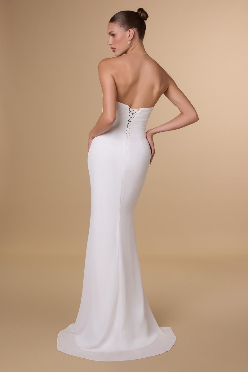 Haven Gown Off White Long Strapless Chiffon Dress
