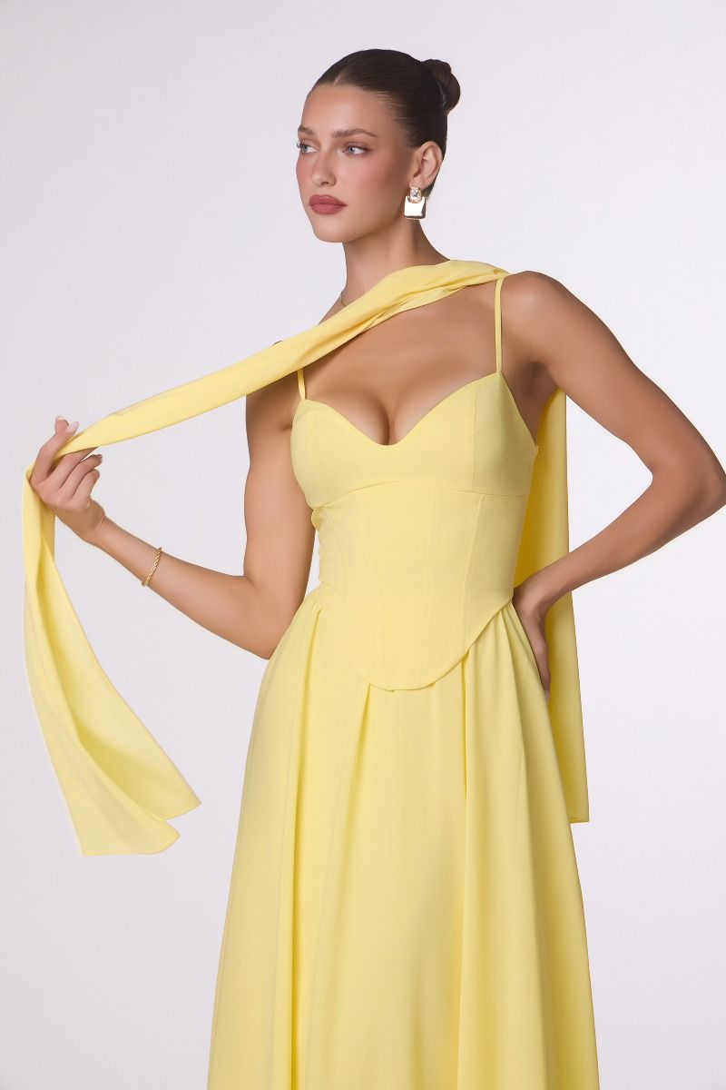 EFFIE GOWN A- CHIFFON DRESS WITH SCARF