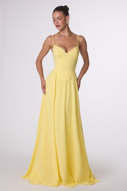 EFFIE GOWN A- CHIFFON DRESS WITH SCARF