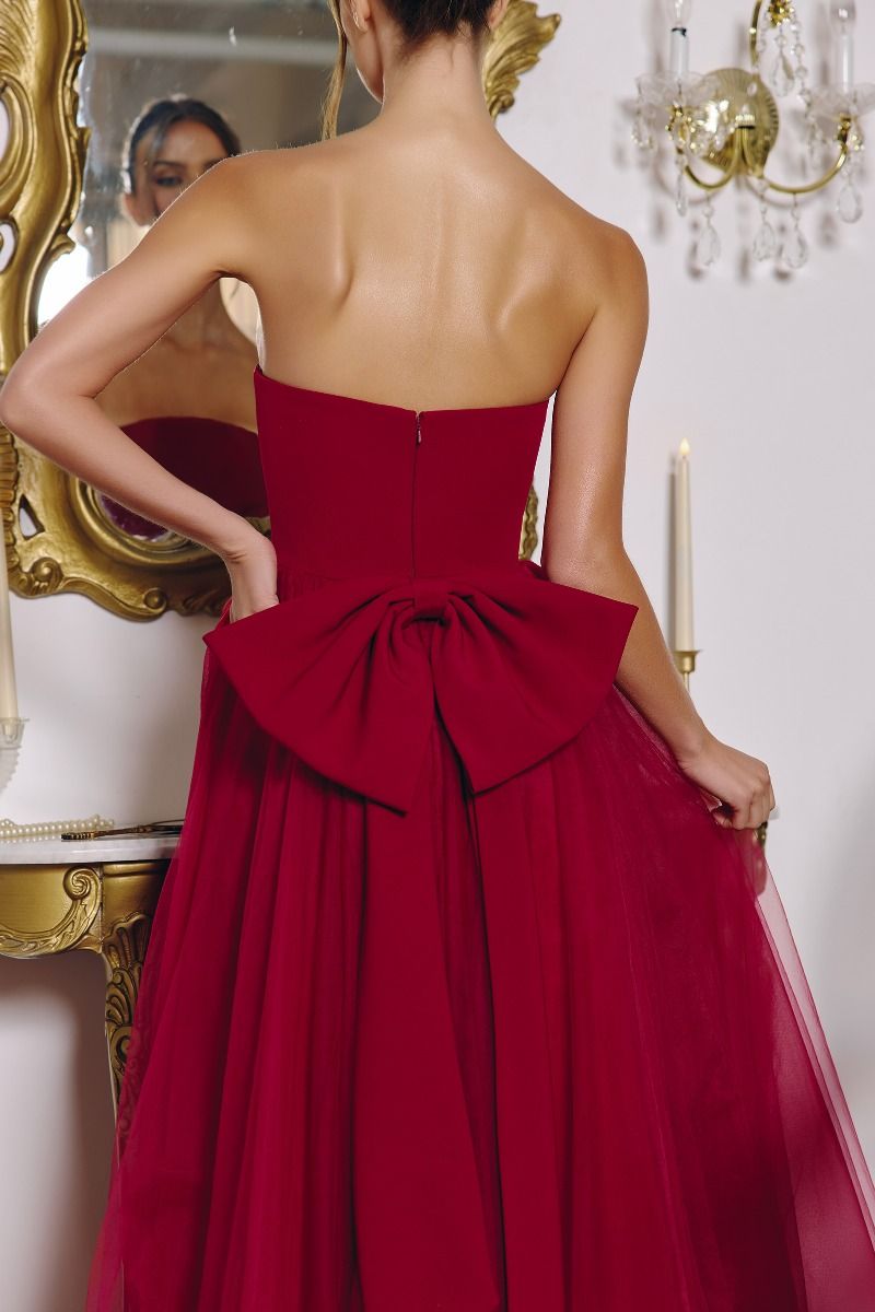 OPHELIA GOWN STRAPLESS A- DRESS WITH BOW